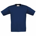 A plain, dark blue T-shirt with short sleeves from the B&C Collection's B150B line, displayed on a white background.
