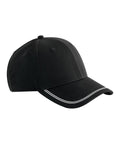 The Caps product is a black baseball cap with a curved peak featuring two thin white lines along the edge of the peak, shown on a plain white background.