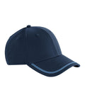 A Caps product in navy blue with a slightly curved brim and a thin light blue stripe along the edge, displayed on a plain white background.