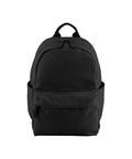 A "Bags" plain black rucksack with a front zip pocket, two side pockets, and a top handle is shown upright and fully closed against a white background.