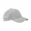 A Beechfield B189R cap in gray featuring a curved brim and side panels with perforations for ventilation.