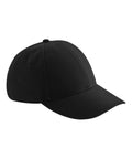 Caps: A simple black baseball cap featuring six panels and a curved peak, displayed on a white background.