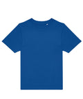 A solid royal blue T-shirt, plain with short sleeves and a crew neck, is laid flat on a white background.