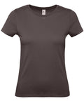 A plain, dark brown short-sleeve T-shirt from the B&C Collection, product name B210F, is displayed against a white background. Featuring a crew neck and presented from the front, the shirt is simple and unadorned, crafted from smooth fabric.