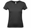 The B&C Collection's B210F is a fitted plain black short-sleeve t-shirt featuring a crew neckline, displayed against a white background.