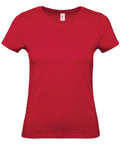 Displayed against a white background is the B&C Collection B210F, a plain red short-sleeve crew neck T-shirt featuring a simple, classic design with no visible logos or patterns.