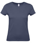 A plain, dark blue short-sleeve B210F T-shirt from B&C Collection is displayed on a white background. It features a simple round neckline and is crafted from soft fabric, ideal for casual wear.