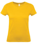An item from the B&C Collection, the B210F T-shirt, is displayed against a white background. It features short sleeves and a round neckline in a plain yellow color.
