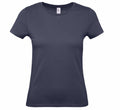 A plain dark blue short-sleeve T-shirt from B&C Collection, model B210F, displayed on a white background. It features a round neckline and a simple, fitted design.