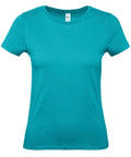 A plain teal short-sleeved t-shirt from the B&C Collection, model B210F, is neatly folded against a white background. It features a classic crew neck design.
