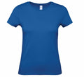 The B210F by B&C Collection, a plain blue t-shirt featuring short sleeves and a rounded neckline, displayed against a white background.