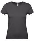 A B&C Collection B210F t-shirt in plain black, featuring short sleeves and a round neckline, showcased on a white background. The fabric looks smooth and offers a simple, classic fit.