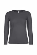 The B&C Collection's B211F, a plain long-sleeve shirt in a dark shade, is showcased on a white background.