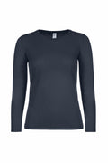 B211F black long-sleeve crew neck shirt by B&C Collection on a white background.