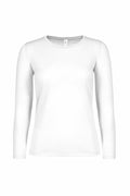 The B&C Collection's B211F shirt, a plain white, long-sleeve crew neck, is showcased against a white background. Its straightforward and unembellished design highlights its basic functionality.