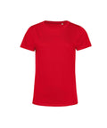 A plain red short-sleeve crew neck T-shirt is shown on a white background, featuring a simple design with no logos, patterns, or graphics.