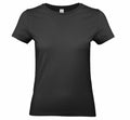 A B&C Collection B220F plain black short-sleeve t-shirt displayed on a white background.