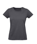 A women's T-shirts product in dark grey, featuring short sleeves and a crew neck, shown on a white background.