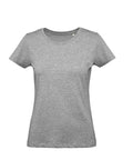 A fitted, short-sleeved, light grey crew-neck T-shirt is shown on a white background. The plain shirt has no visible designs, logos, or patterns.