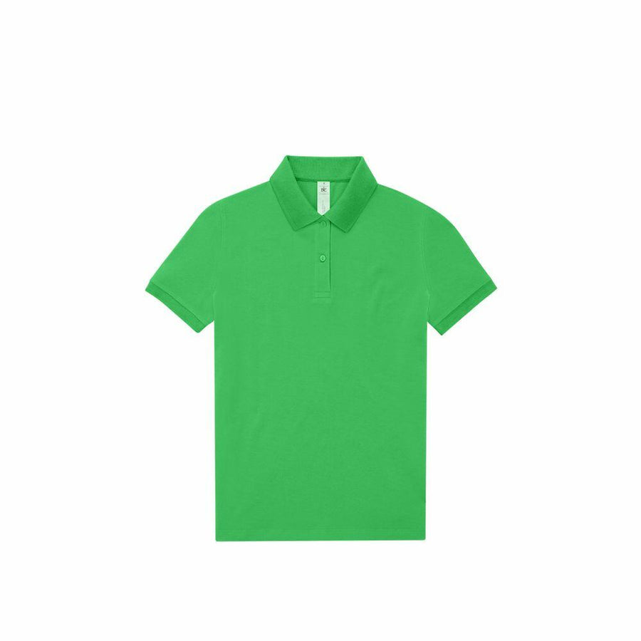 B261F by B&C Collection, a green polo shirt featuring a collar and short sleeves, is displayed flat against a plain background.