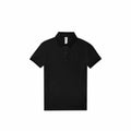 B&C Collection's B261F short-sleeve polo shirt in black, displayed against a white background.