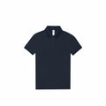 The B&C Collection model B263F is a plain dark blue polo shirt with short sleeves and a collar. It is displayed flat on a white background, showcasing its front side with three buttons partly visible near the collar.