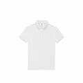 The B&C Collection B263F is a classic white polo shirt, featuring short sleeves, a collar, and a three-button placket. The shirt is presented against a white background.