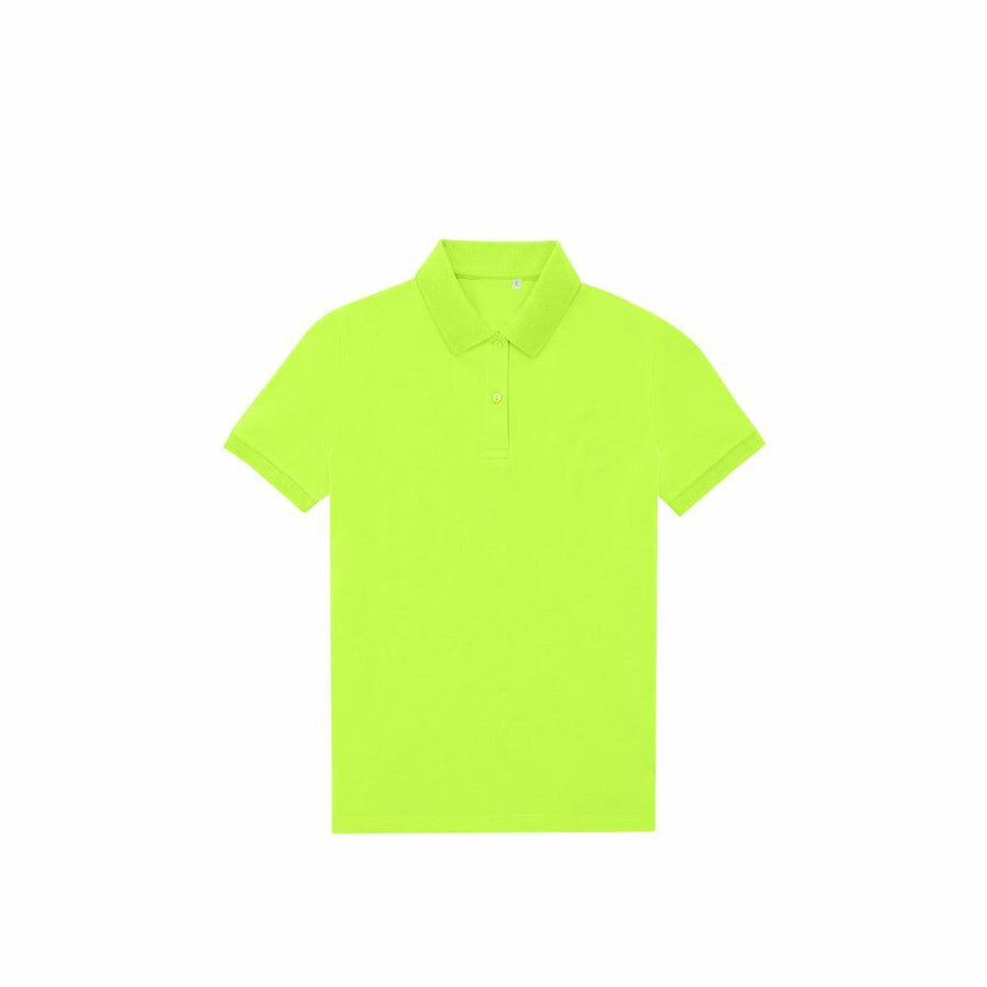 A neon green B265F polo shirt from B&C Collection set against a white background.