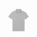 A plain gray B265F polo shirt from B&C Collection, featuring short sleeves and a collar, laid flat on a white background. The shirt has a buttoned placket with two buttons.