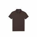 The B&C Collection B265F is a plain dark brown polo shirt with short sleeves, a collar, and three buttons, displayed on a white background.