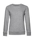 Sweatshirts: Light grey, plain, long-sleeved crew neck design with ribbed cuffs and hem, shown on a white background.