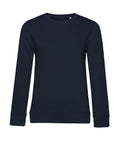 The Sweatshirts product is a plain, long-sleeved, navy blue crew neck with ribbed cuffs and hem, shown against a white background.