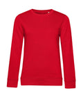 A solid red, long-sleeved crew neck Jumper displayed on a white background.