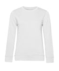 A plain white sweatshirts long-sleeve crew neck sweatshirt is displayed facing forward on a white background, featuring no visible logo or design.