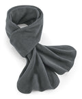 A Beechfield B293R dark gray fleece scarf is neatly folded on a white background.