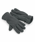 Beechfield B298R dark green fleece gloves with a simple design, positioned side by side on a plain background.