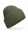 A Beechfield B385R beanie, featuring a folded cuff and made from ribbed knit fabric.
