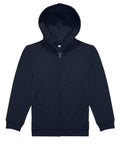 A black hoodie zip-up with a hood, long sleeves, front zip, and two front pockets is laid flat on a white background.