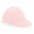 A Beechfield B63NB light pink baseball cap with a curved brim, showcasing stitching details on the front and panels. The cap is positioned at an angle against a white background.