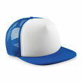 Beechfield B645B trucker hat featuring a blue and white design with a mesh back.