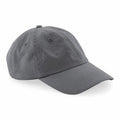 The Beechfield B652N is a gray baseball cap featuring a curved brim and button top.