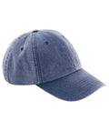 The Caps product is a plain blue denim baseball cap featuring six panels and a curved peak, displayed slightly angled on a white background.