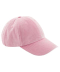 The Caps product is a light pink baseball cap featuring a curved brim, visible stitching, and ventilation eyelets on the crown, shown against a white background.