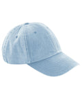 A light blue Caps baseball cap with a curved brim, top button, and stitched ventilation eyelets is displayed at a slight angle on a white background.