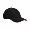 Beechfield's B825C features a black design with a red edge along the brim.