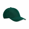 The Beechfield B825C is a baseball cap in dark green, featuring a curved brim and a white trim along the edge.