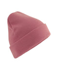 The Beanies product is a pink ribbed knit beanie featuring a turned-up brim, displayed against a plain white background.