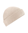 The Beanies knitted hat in beige features a folded brim and is displayed on a plain white background.