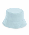 The Beechfield B90NB bucket hat is light blue and features a wide, downward-sloping brim with small side holes for ventilation.