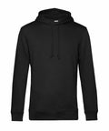 B&C Collection's BA001 is a black hooded sweatshirt, featuring drawstrings and long sleeves, shown against a plain white background.